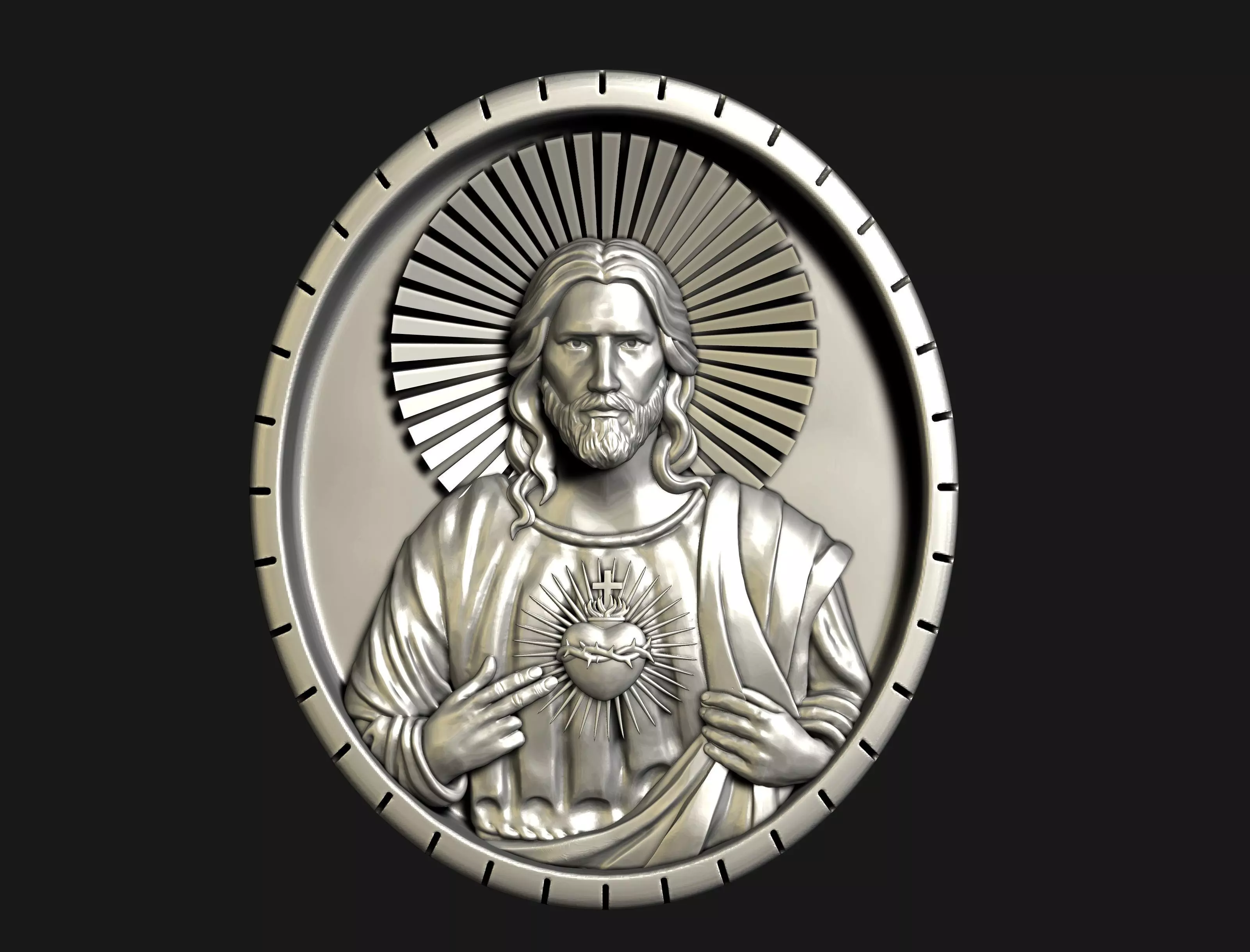 Jesus Sacred Heart Pendant 3D print model_0
