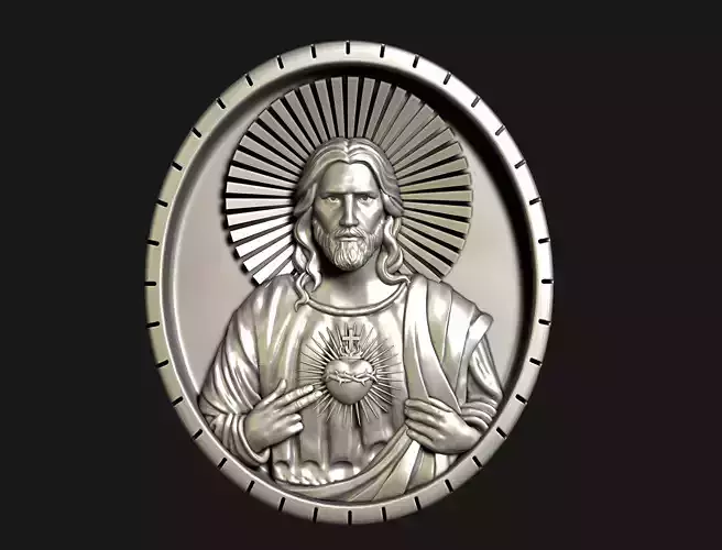 Jesus Sacred Heart Pendant 3D print model