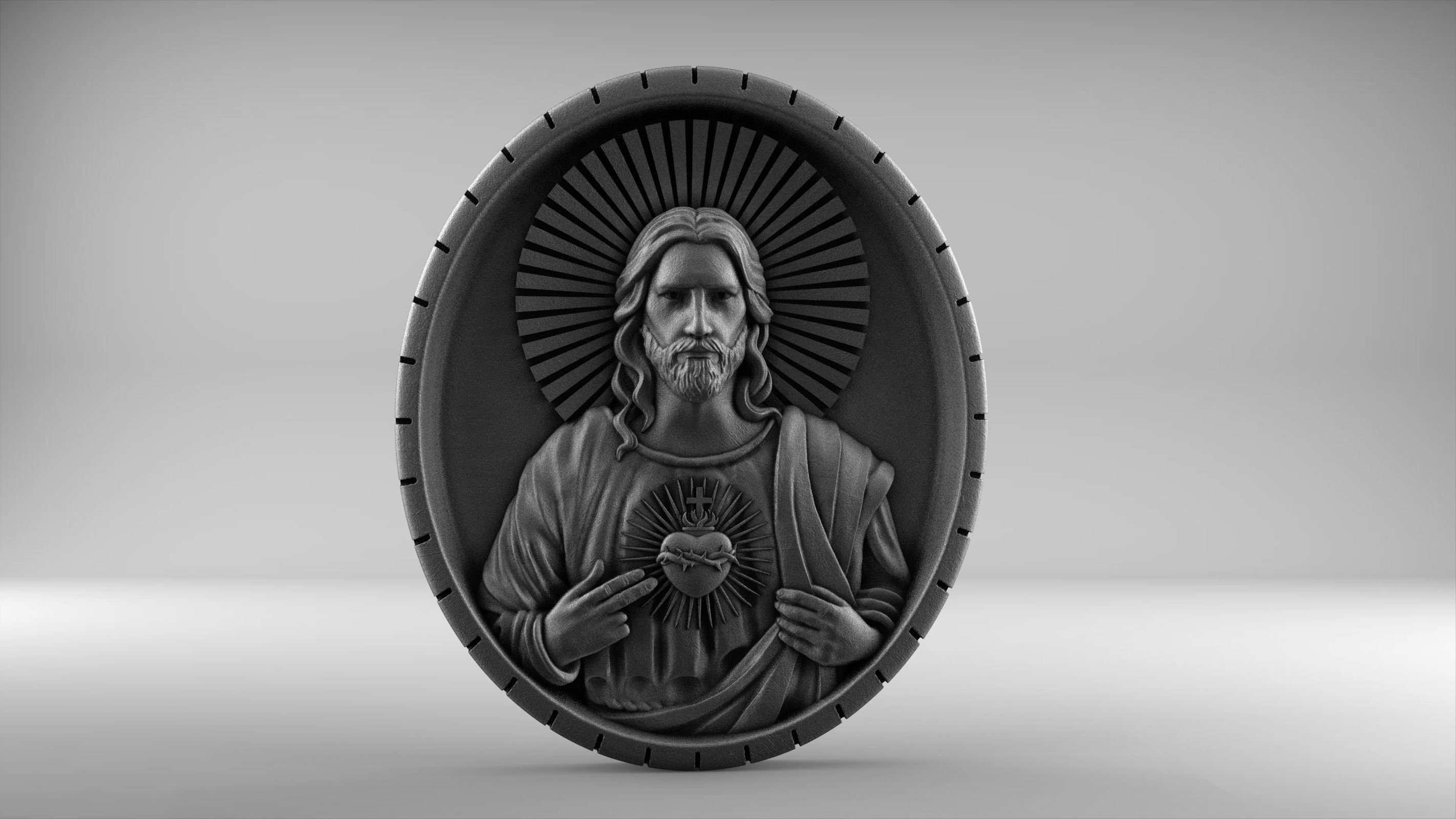 Jesus Sacred Heart Pendant 3D print model_8