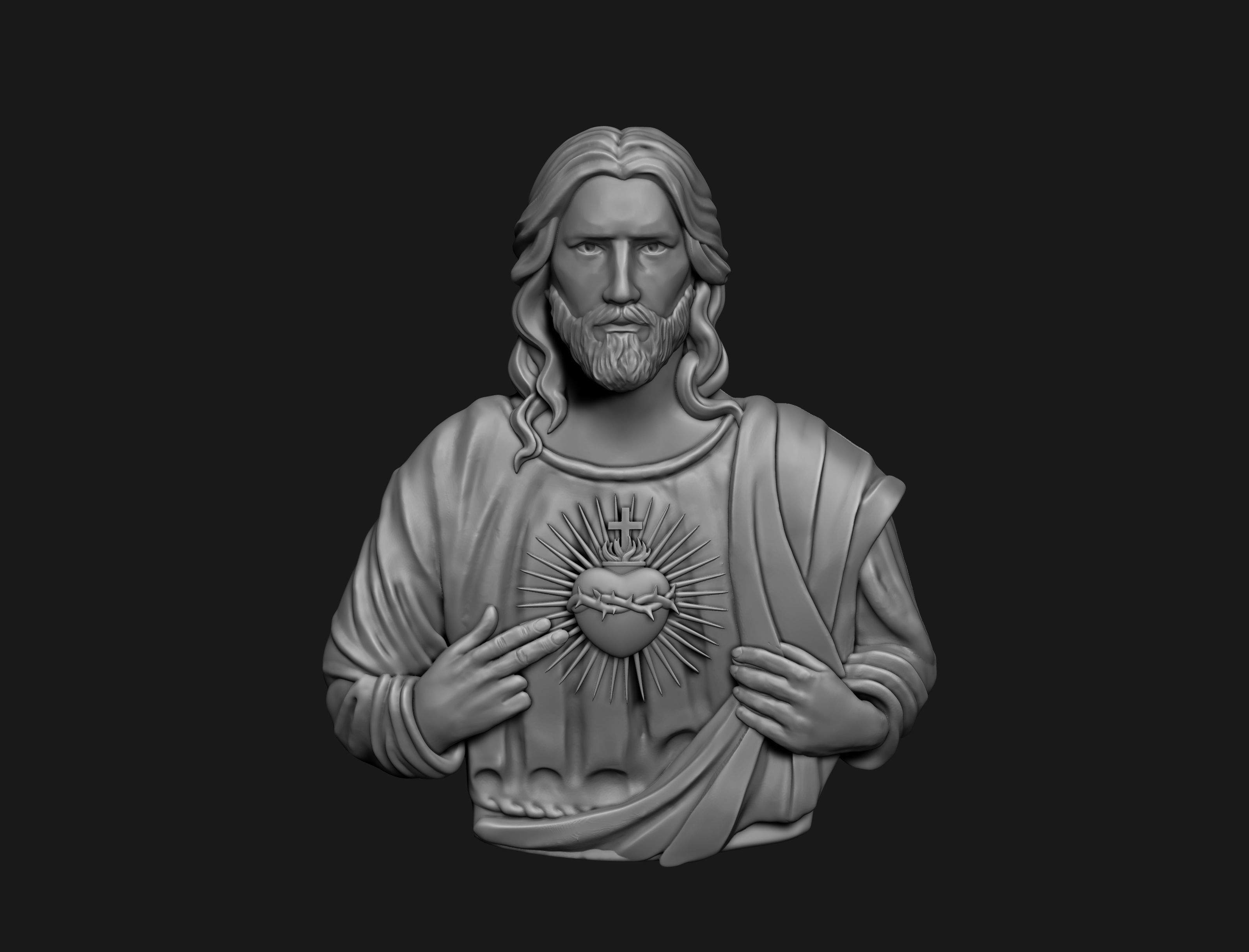 Jesus Sacred Heart Pendant 3D print model_2