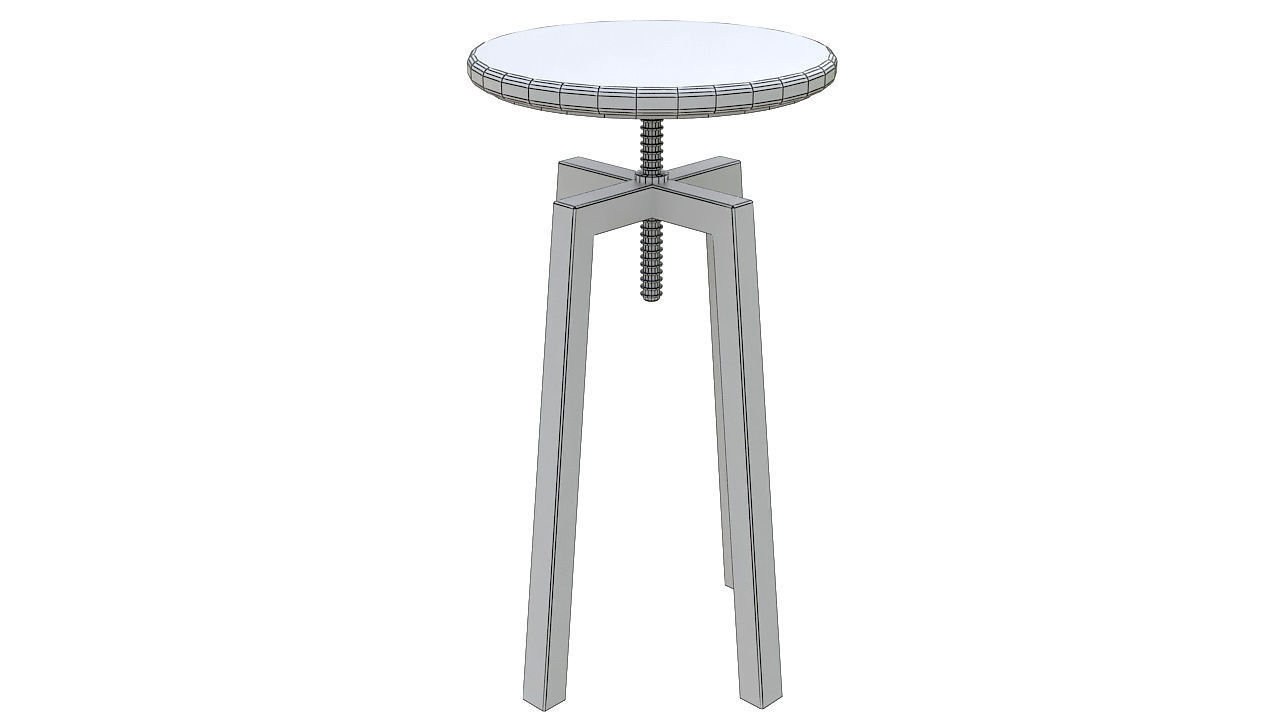 Leather seat stool metal legs 3D model_6