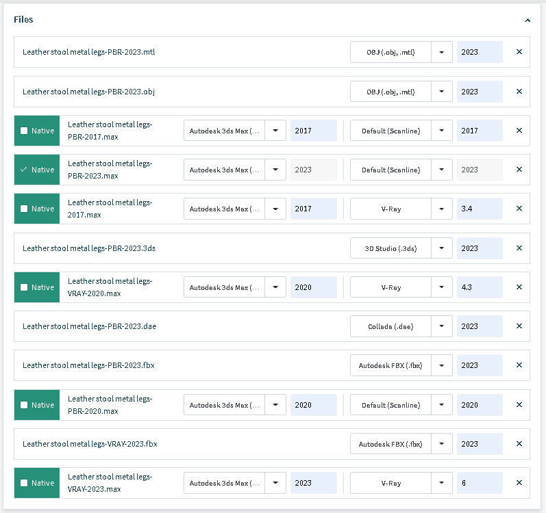 Leather seat stool metal legs 3D model_14