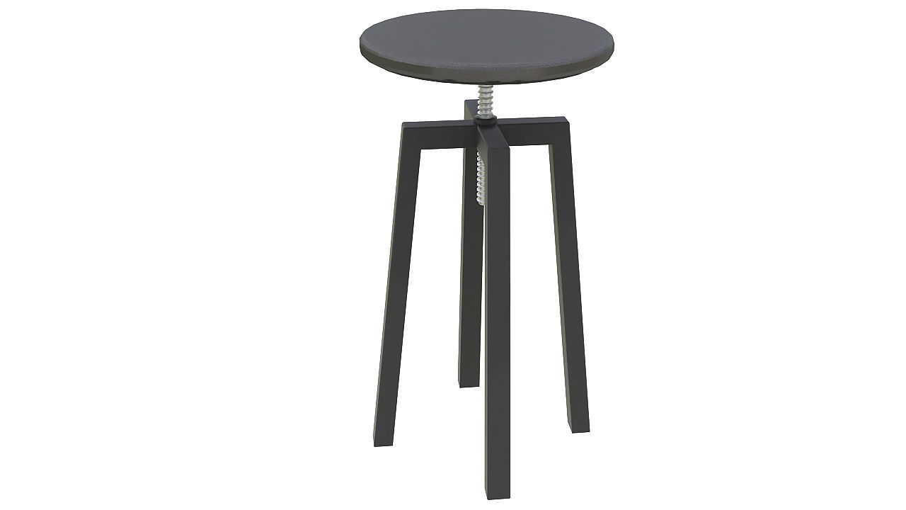 Leather seat stool metal legs 3D model_2