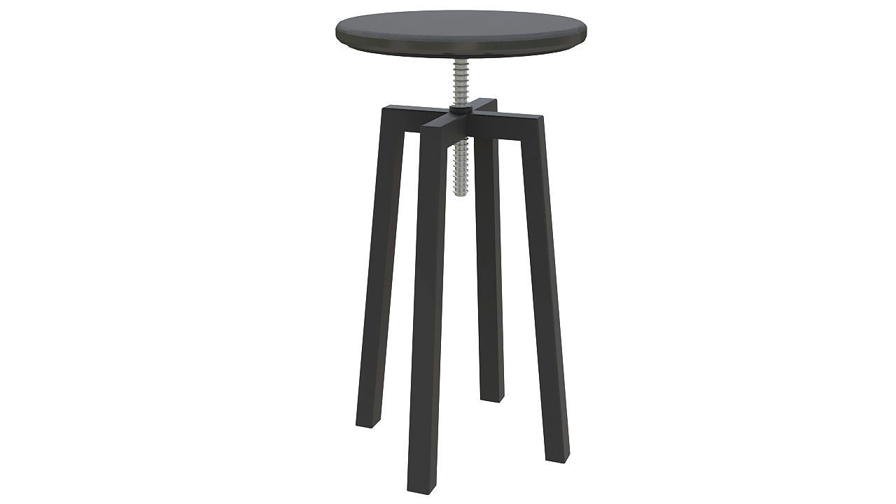 Leather seat stool metal legs 3D model_1