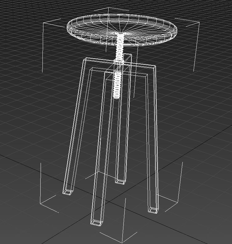 Leather seat stool metal legs 3D model_12