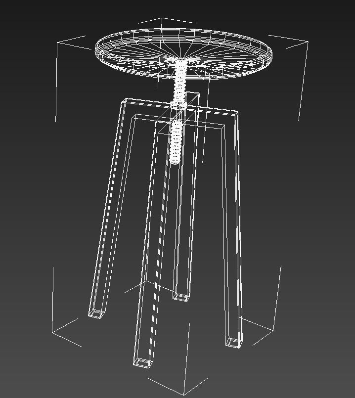 Leather seat stool metal legs 3D model_13