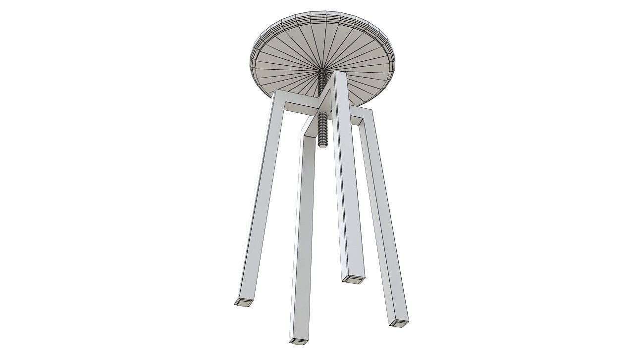 Leather seat stool metal legs 3D model_8
