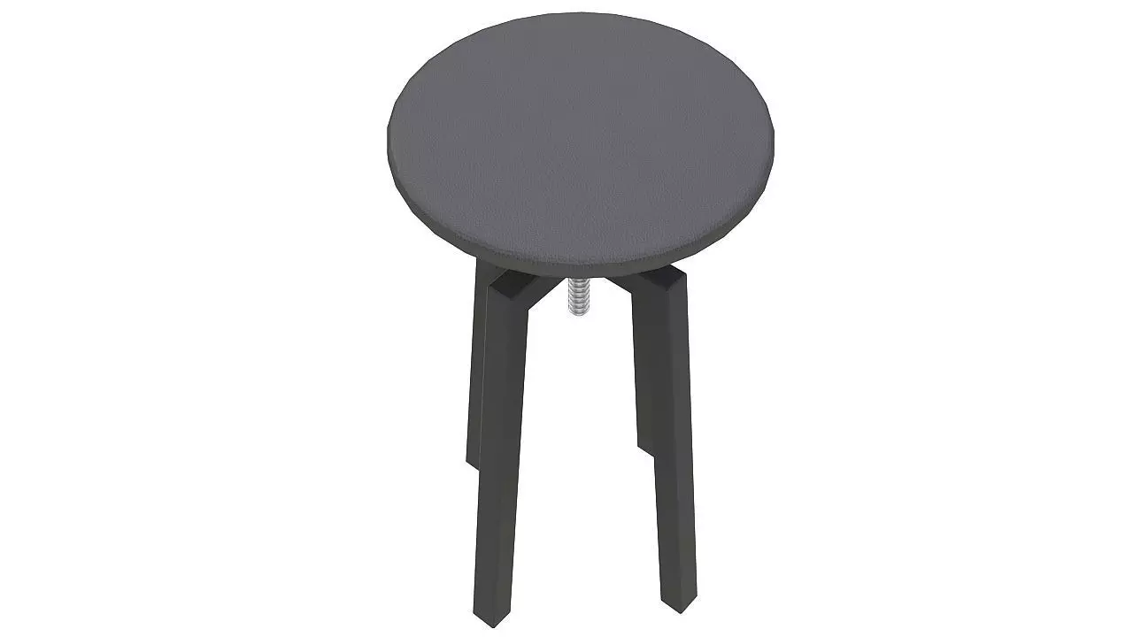 Leather seat stool metal legs 3D model_0