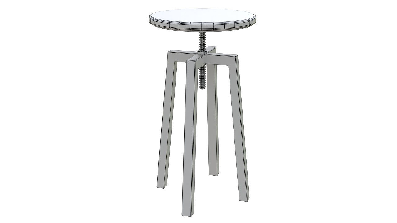Leather seat stool metal legs 3D model_7