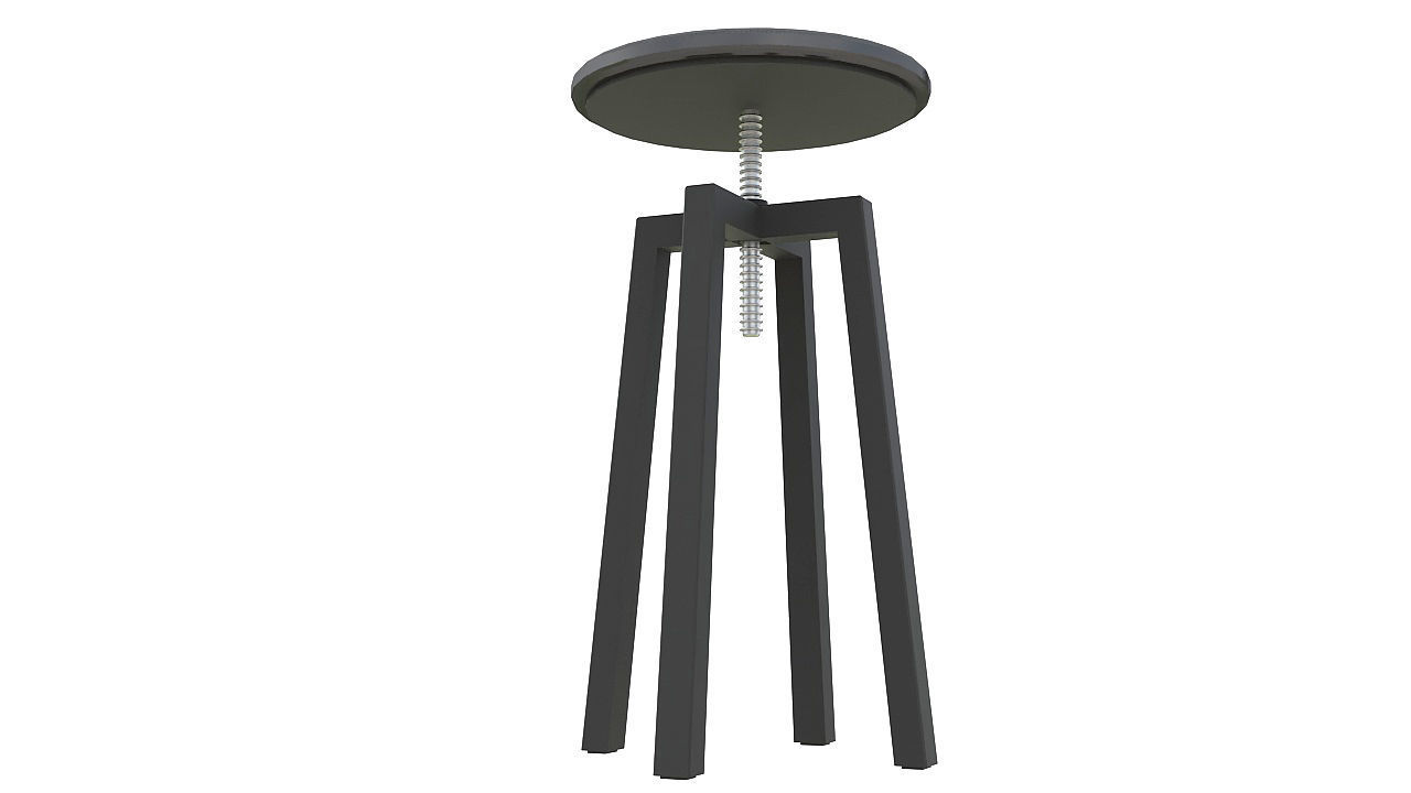 Leather seat stool metal legs 3D model_3