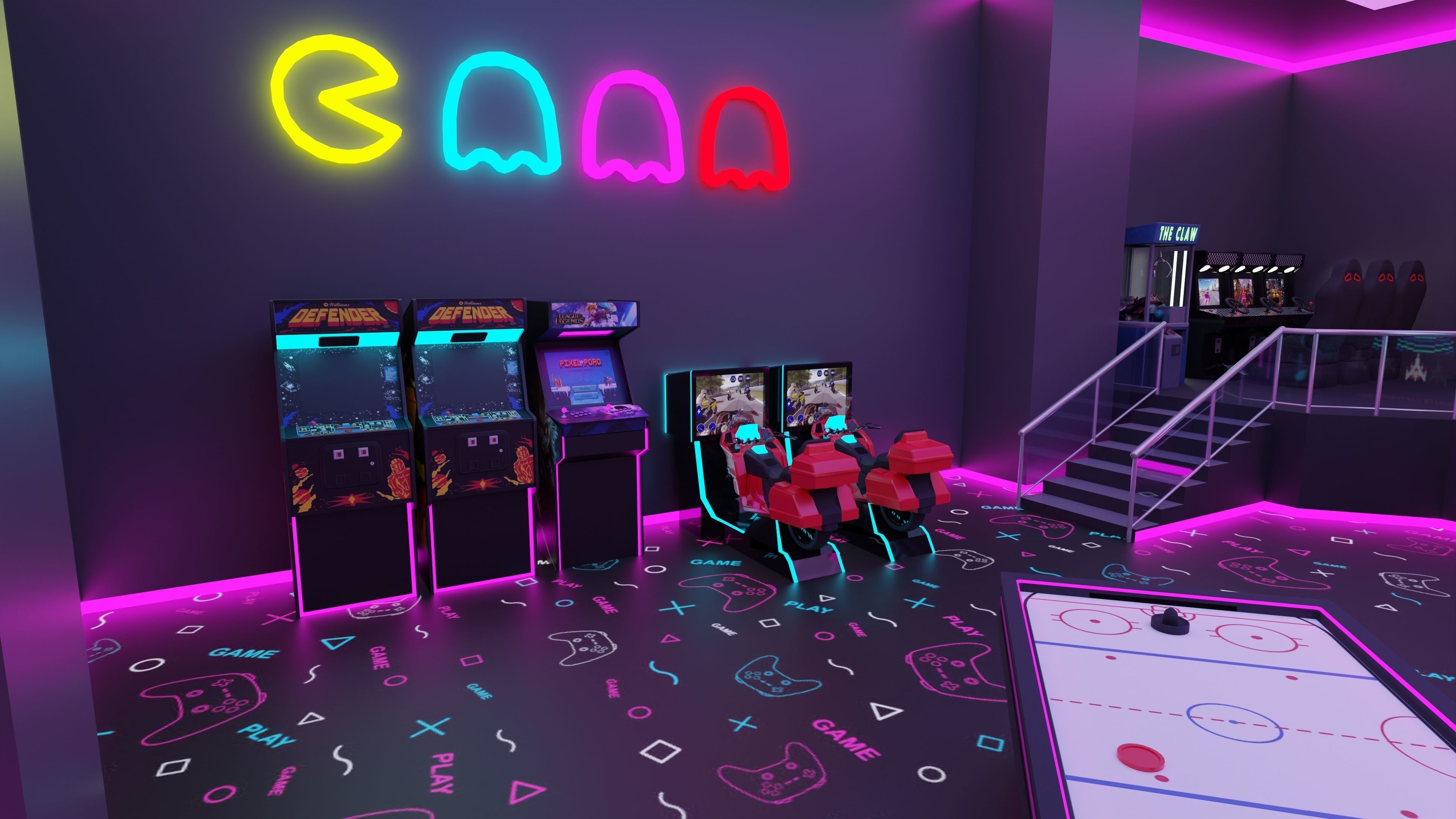 Arcade Game Hall Interior VR Low-poly 3D model_3