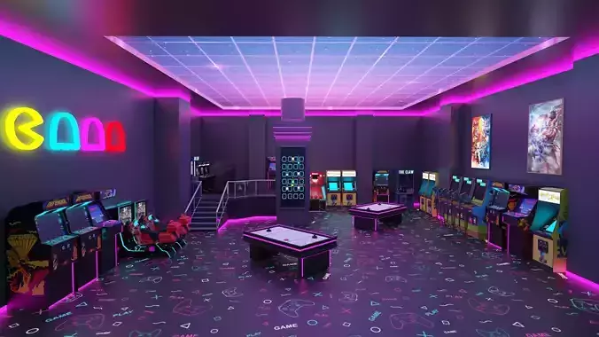Arcade Game Hall Interior VR Low-poly 3D model