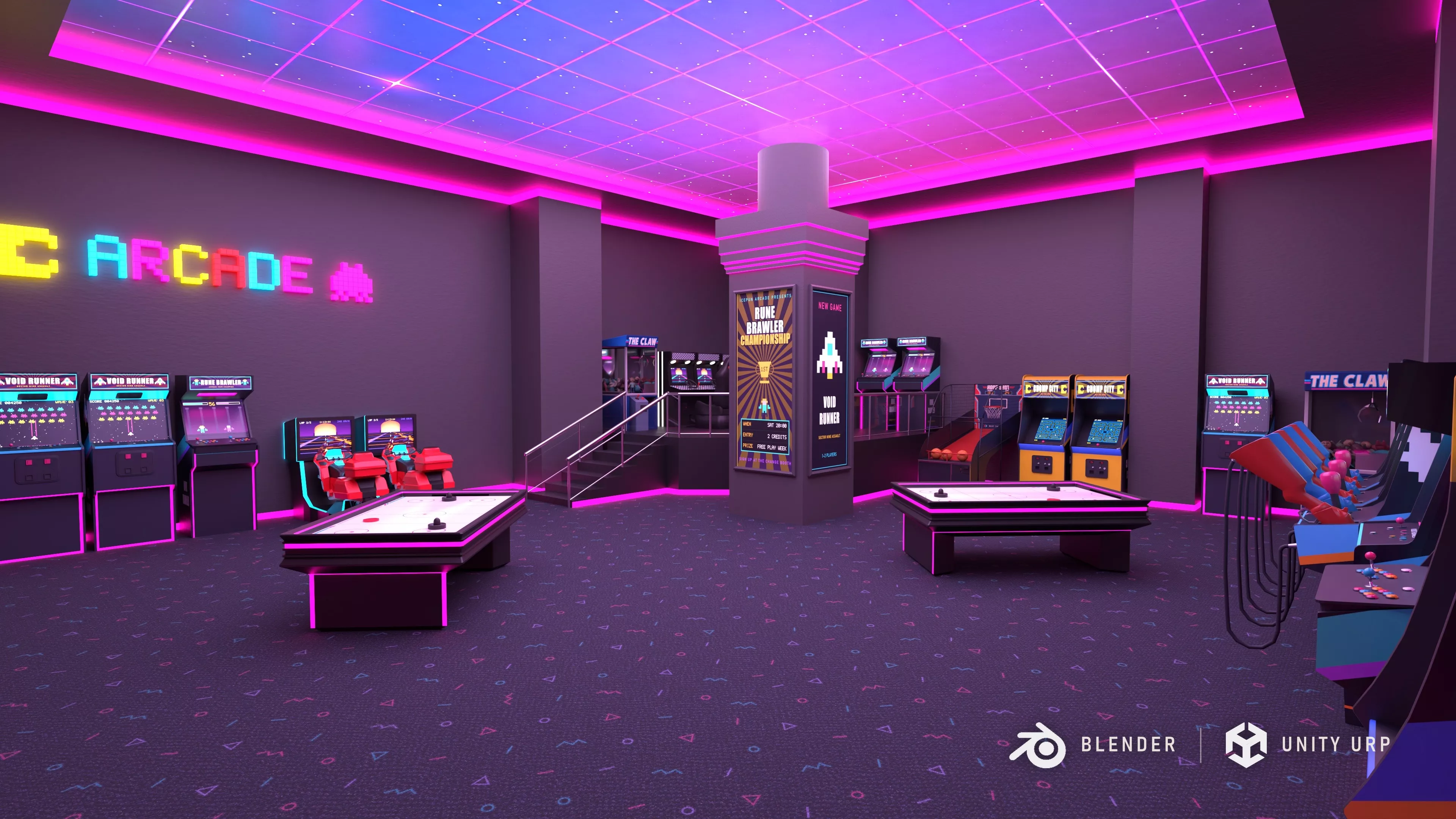 Arcade Game Hall Interior VR Low-poly 3D model