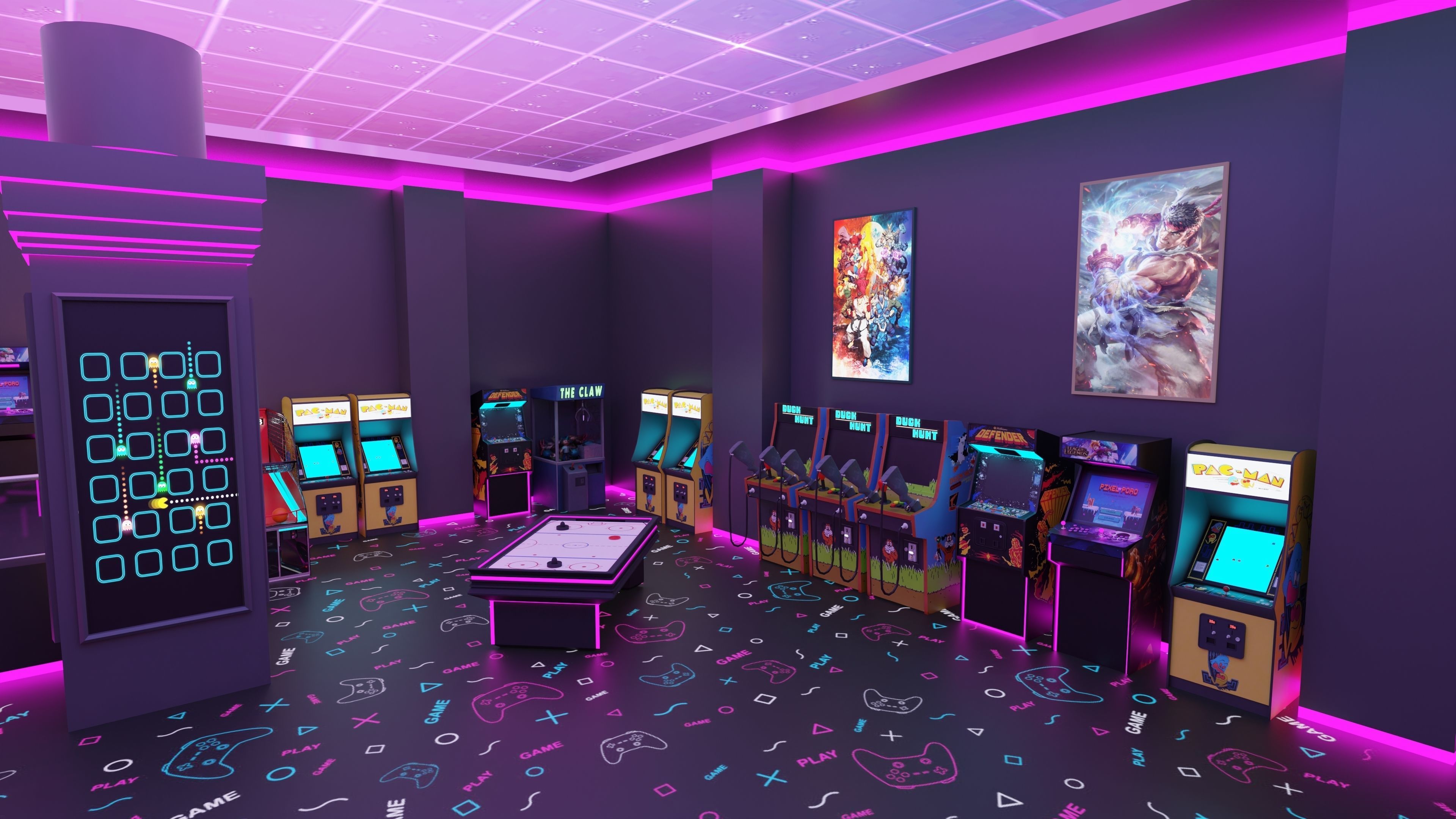 Arcade Game Hall Interior VR Low-poly 3D model_1