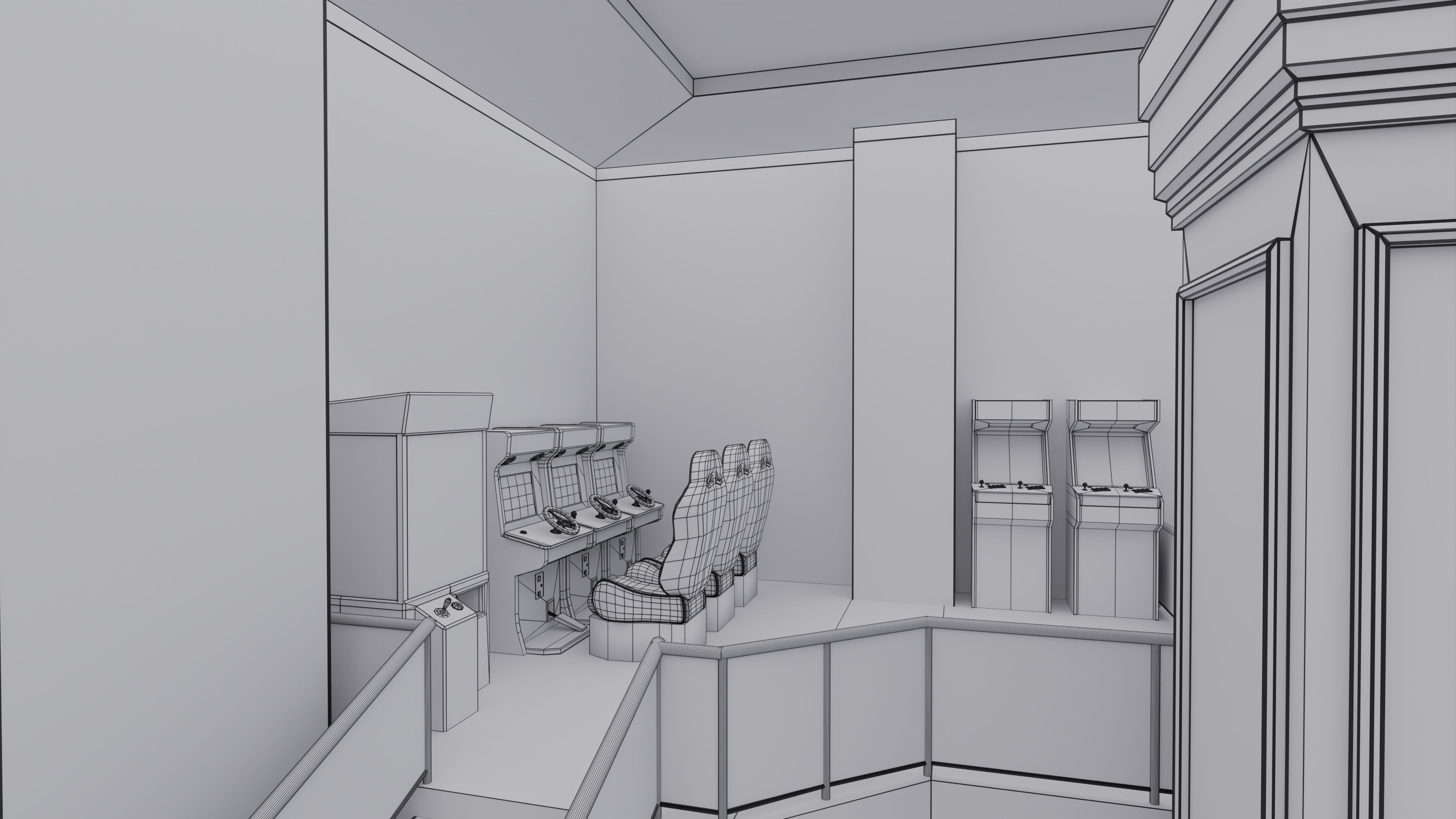 Arcade Game Hall Interior VR Low-poly 3D model_6