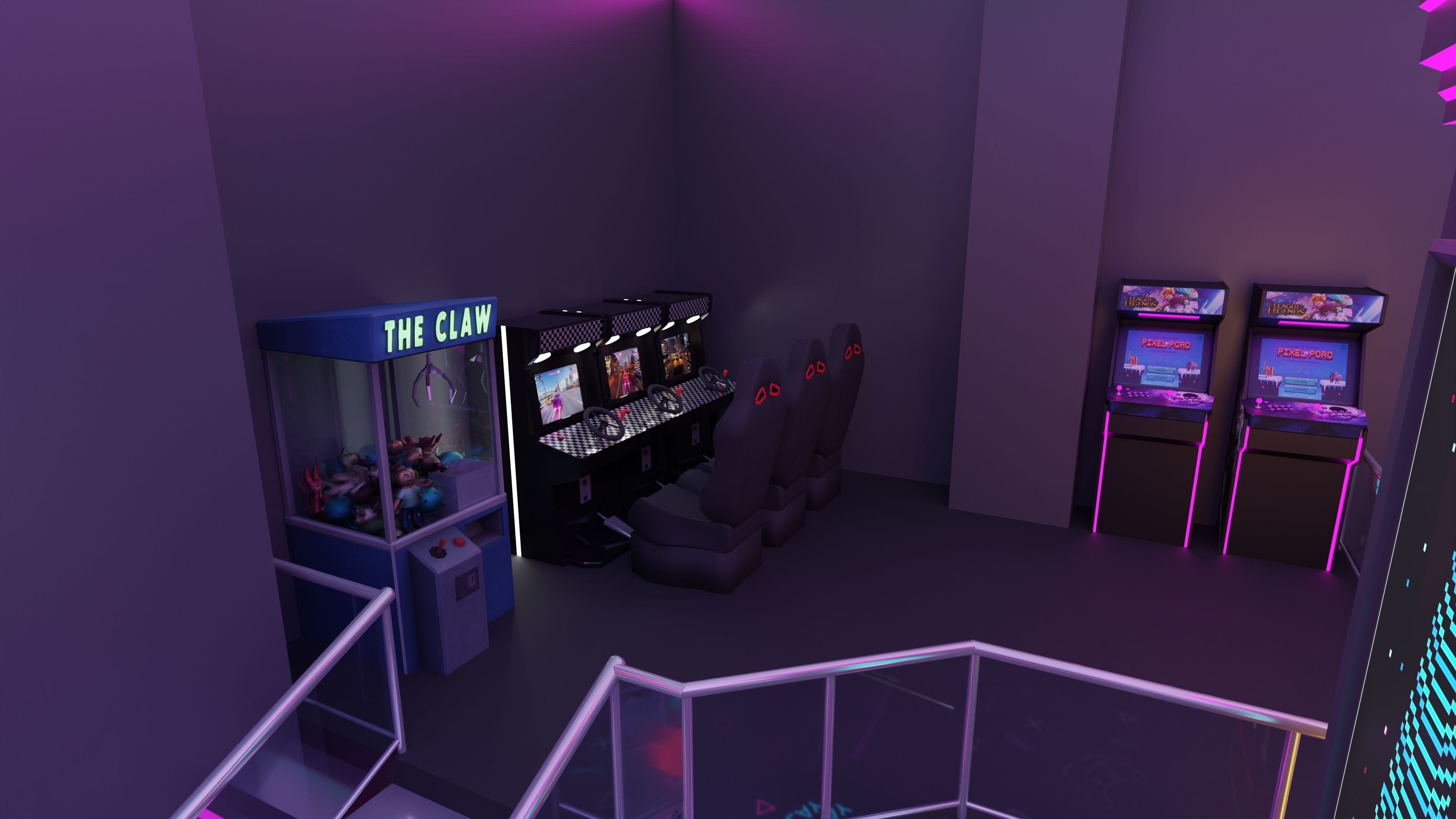 Arcade Game Hall Interior VR Low-poly 3D model_2