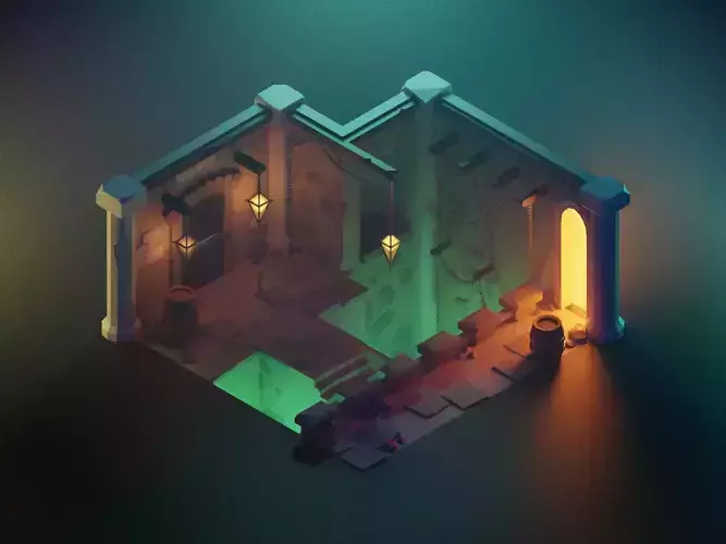 Dungeon 3d Model Render in blender