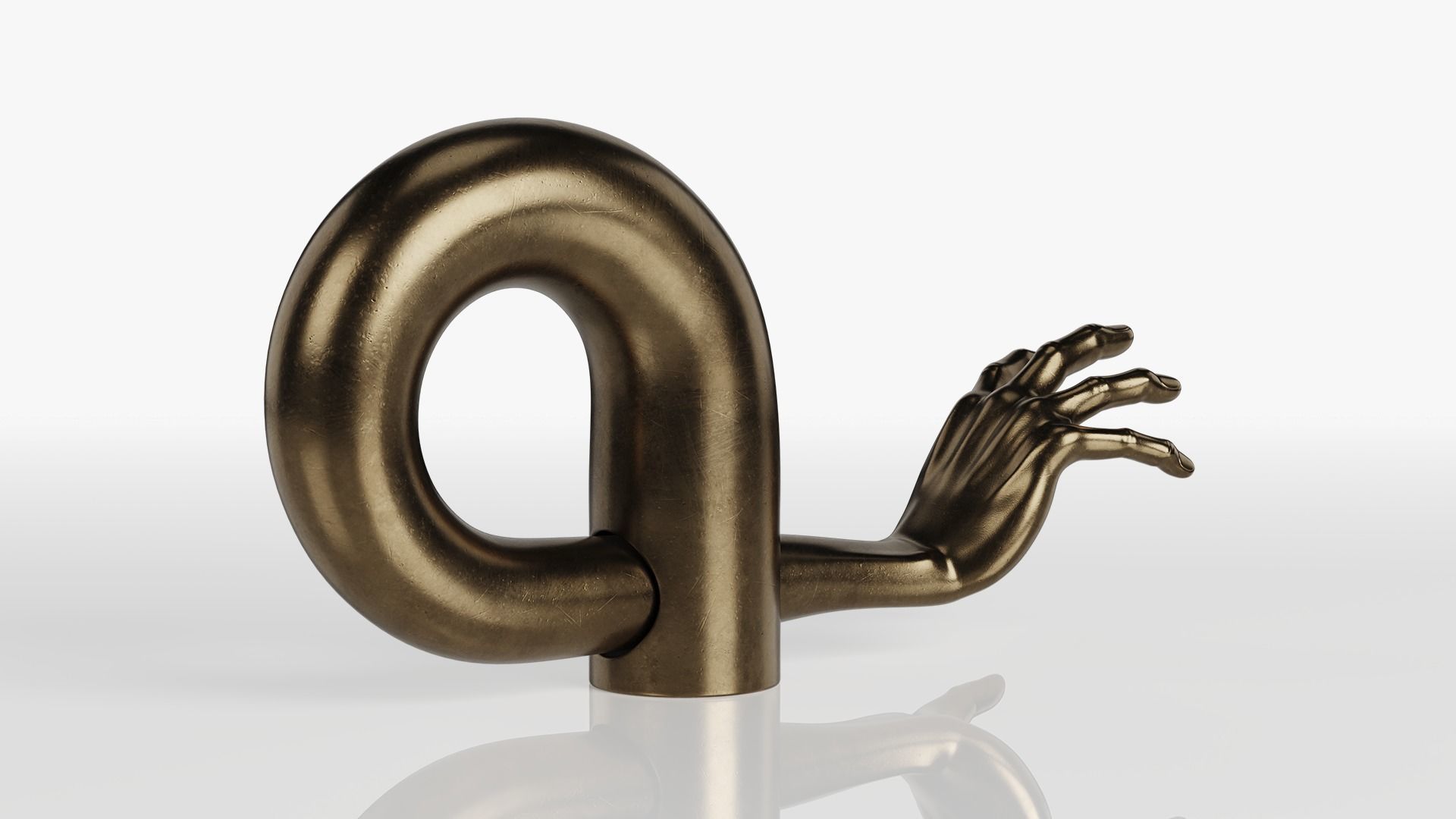 Bronze Sculpture Hand 3D model_3