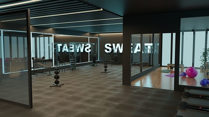 GYM Interior Low-poly 3D model