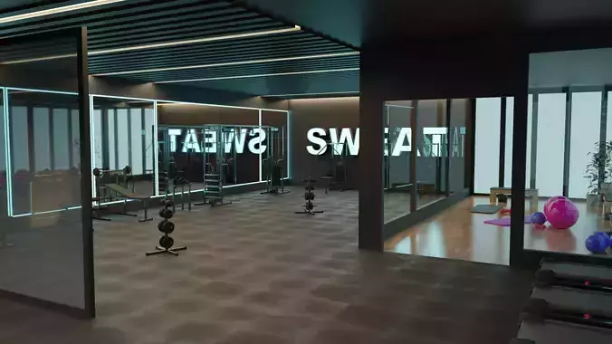 GYM Interior Low-poly 3D model