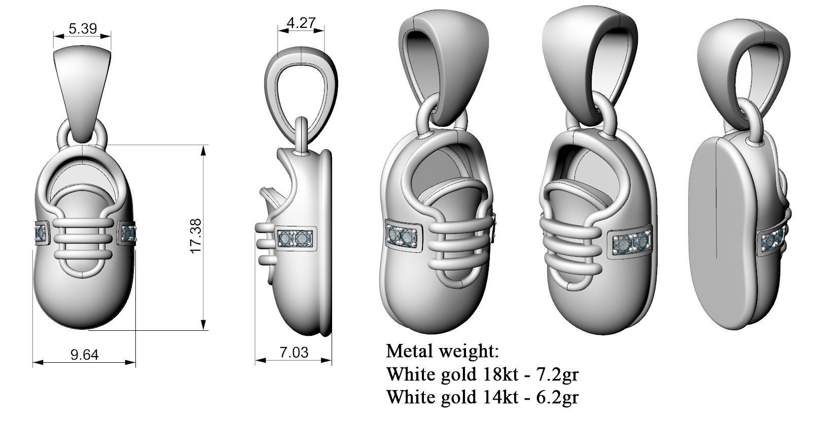 Baby Shoe Pendant 3D print model_1
