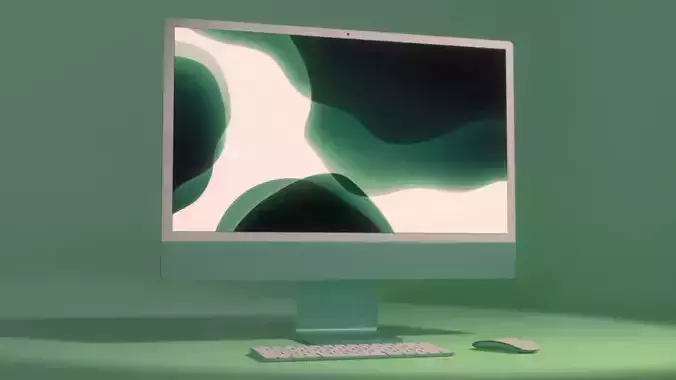 Green iMac M1 2021 Free 3D model