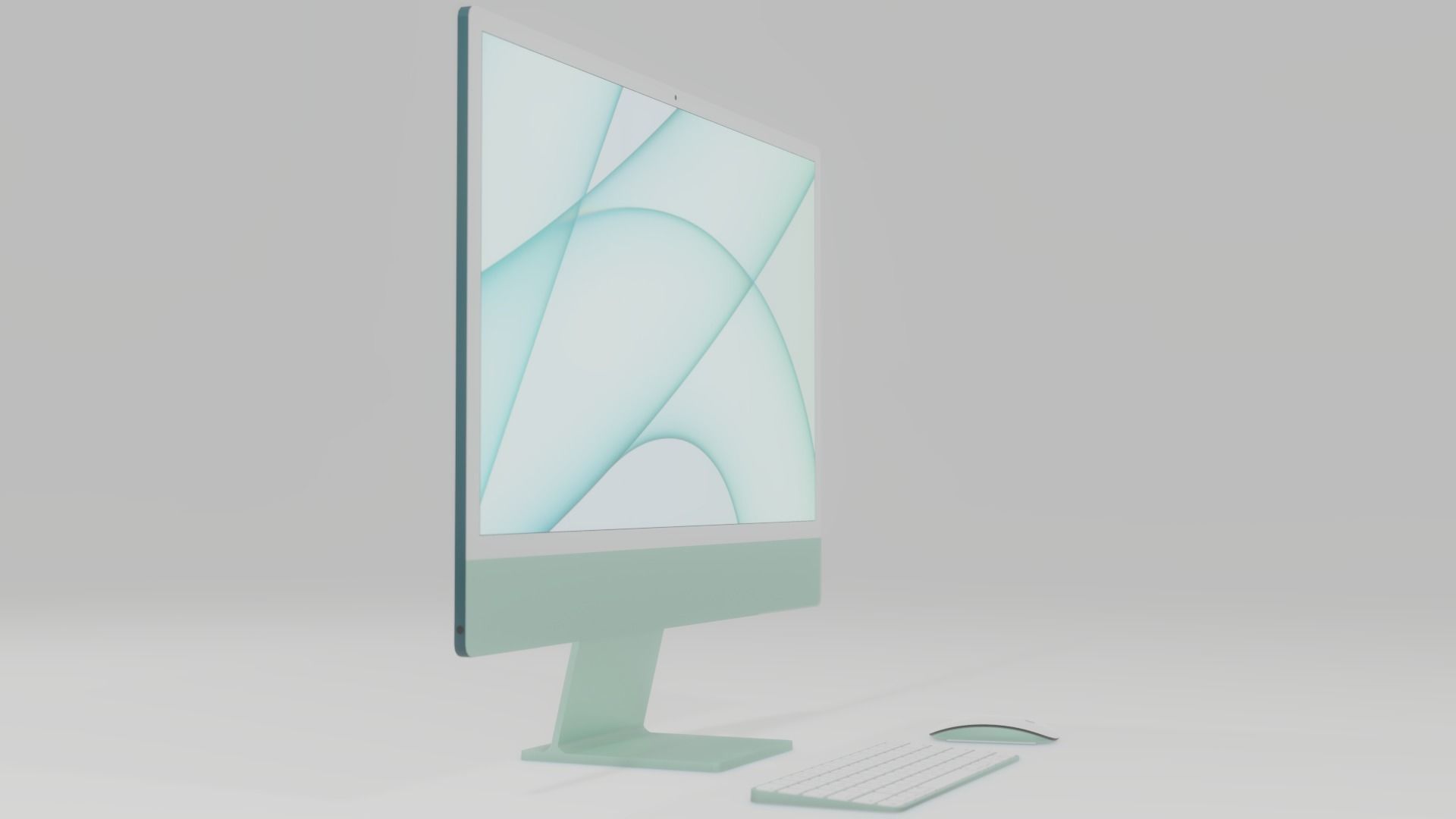 Green iMac M1 2021 Free 3D model_4
