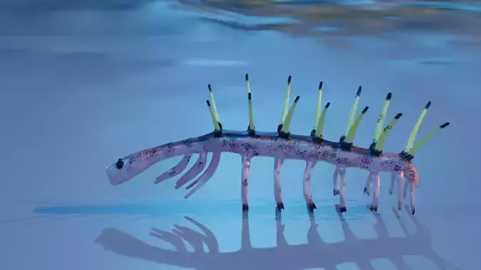 Hallucigenia centipede Low-poly 3D model