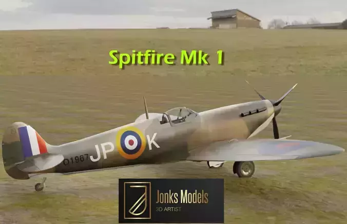 Spitfire Low-poly 3D model