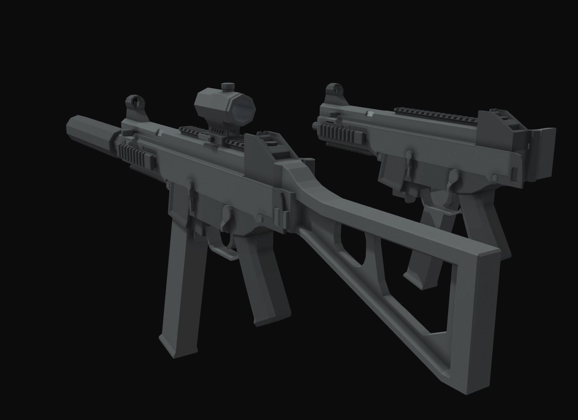 UMP-45 Low Poly two guns Low-poly 3D model_3