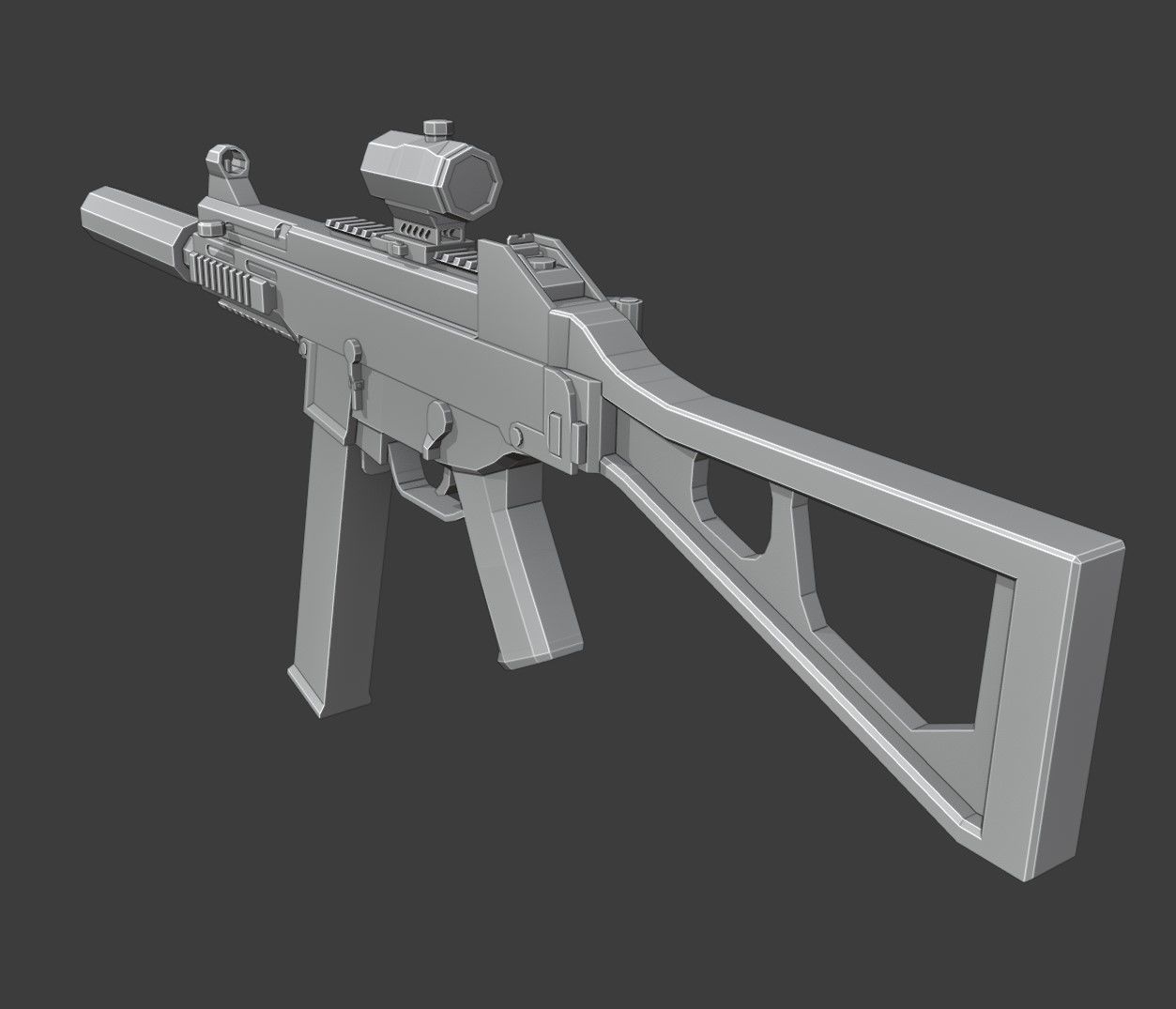 UMP-45 Low Poly two guns Low-poly 3D model_7