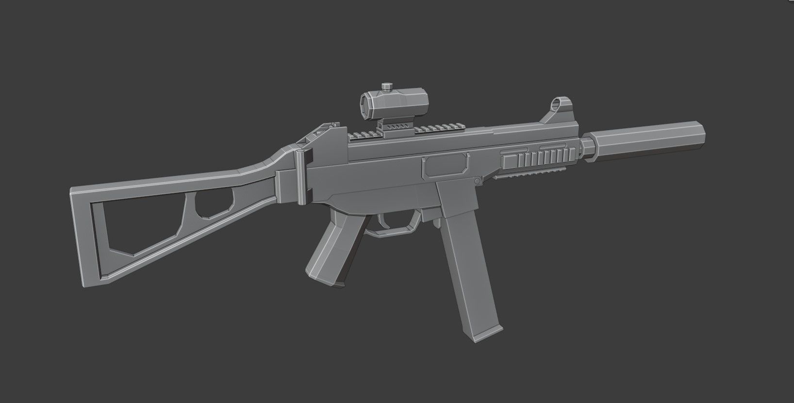UMP-45 Low Poly two guns Low-poly 3D model_5
