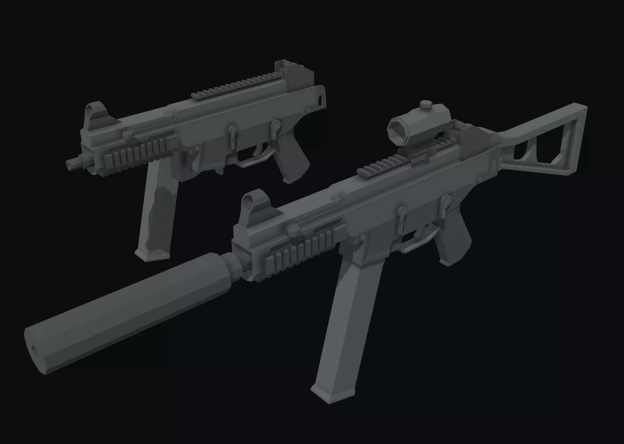 UMP-45 Low Poly two guns Low-poly 3D model_0