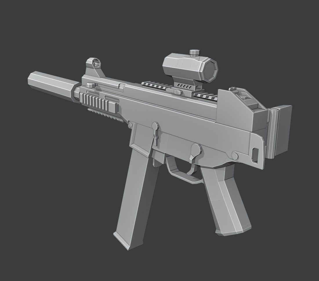 UMP-45 Low Poly two guns Low-poly 3D model_9