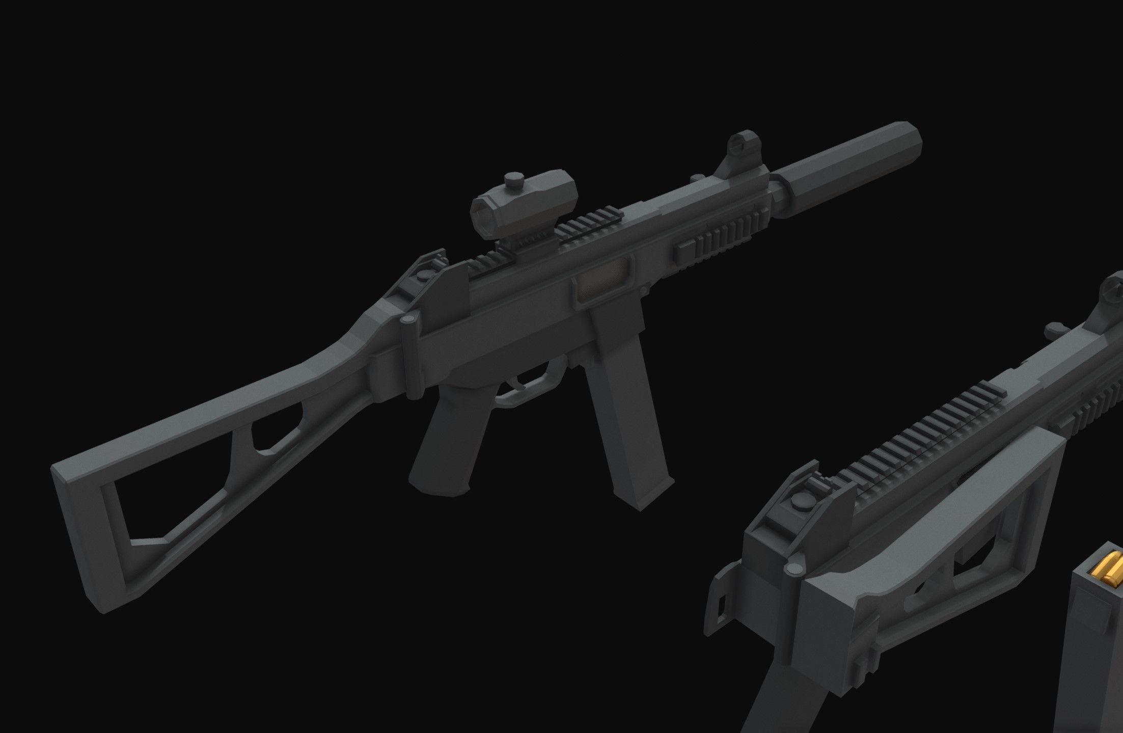 UMP-45 Low Poly two guns Low-poly 3D model_4