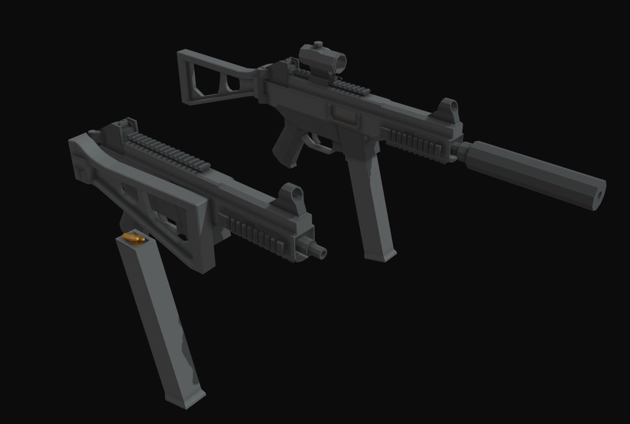 UMP-45 Low Poly two guns Low-poly 3D model_1