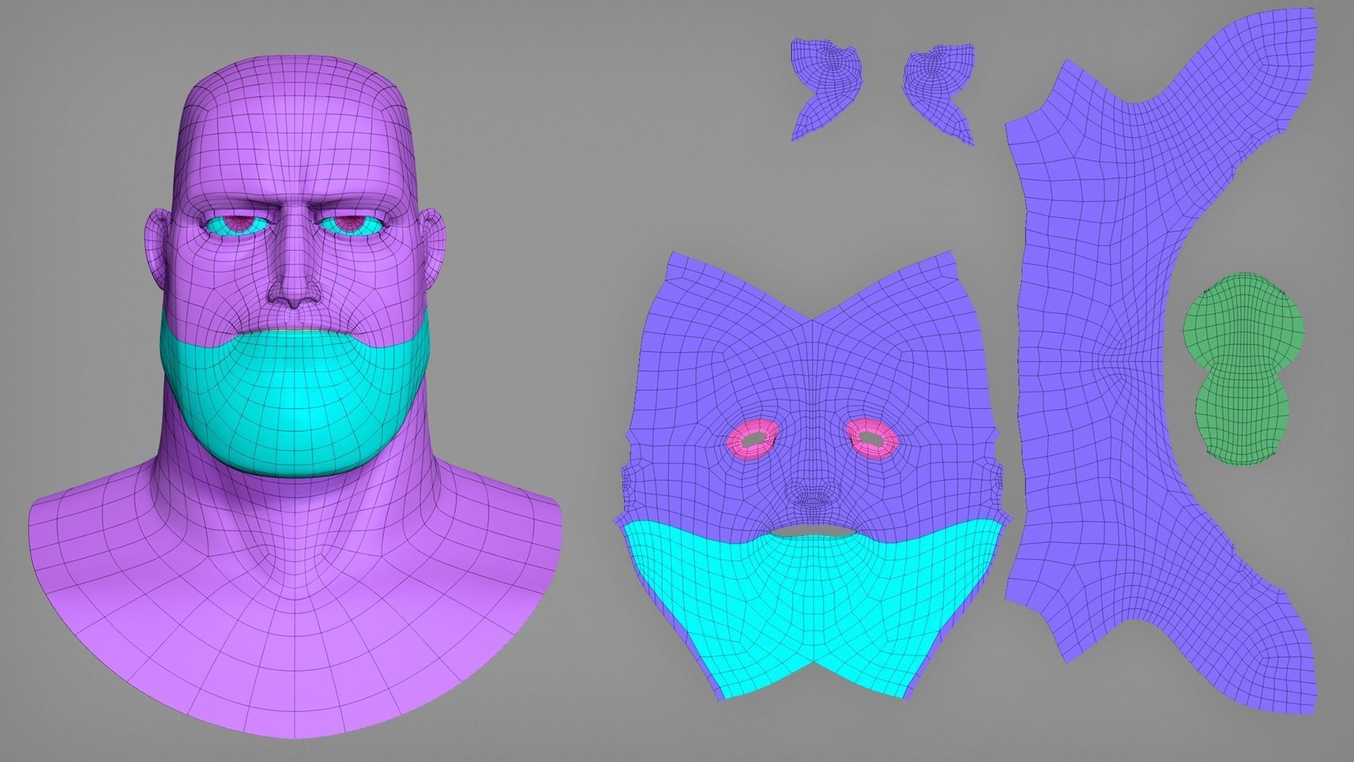 Male and female cartoon characters base mesh 3D model_11