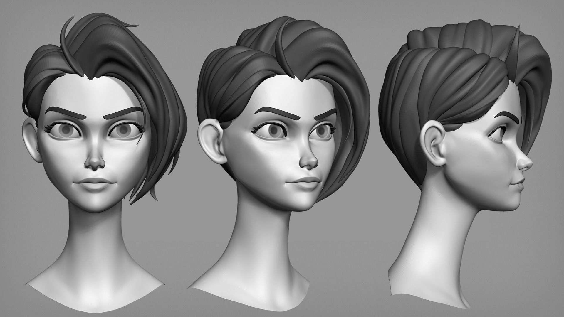 Male and female cartoon characters base mesh 3D model_4