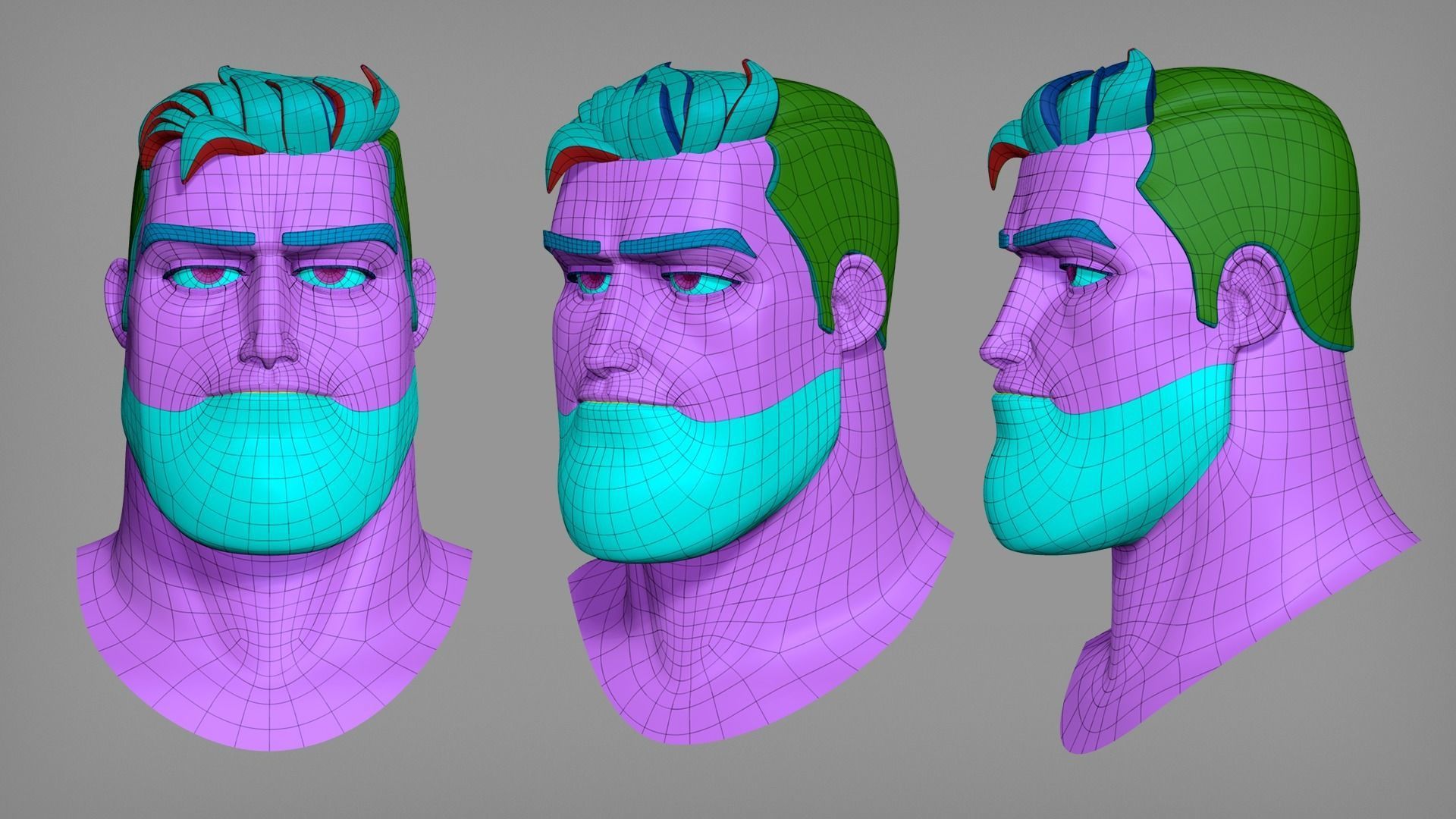 Male and female cartoon characters base mesh 3D model_7