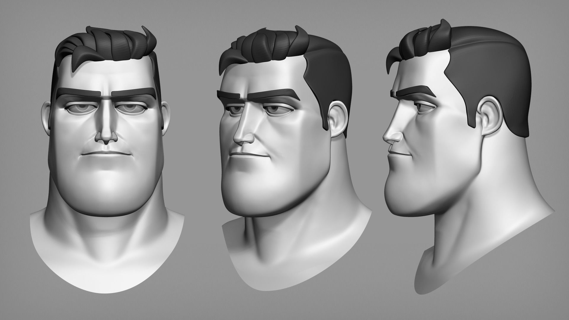 Male and female cartoon characters base mesh 3D model_5