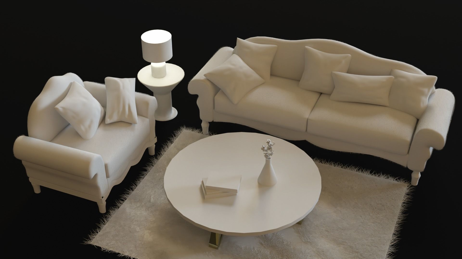 Living Room  Low poly  Sofa  table   carpet   vasa    3d model Low-poly 3D model_5