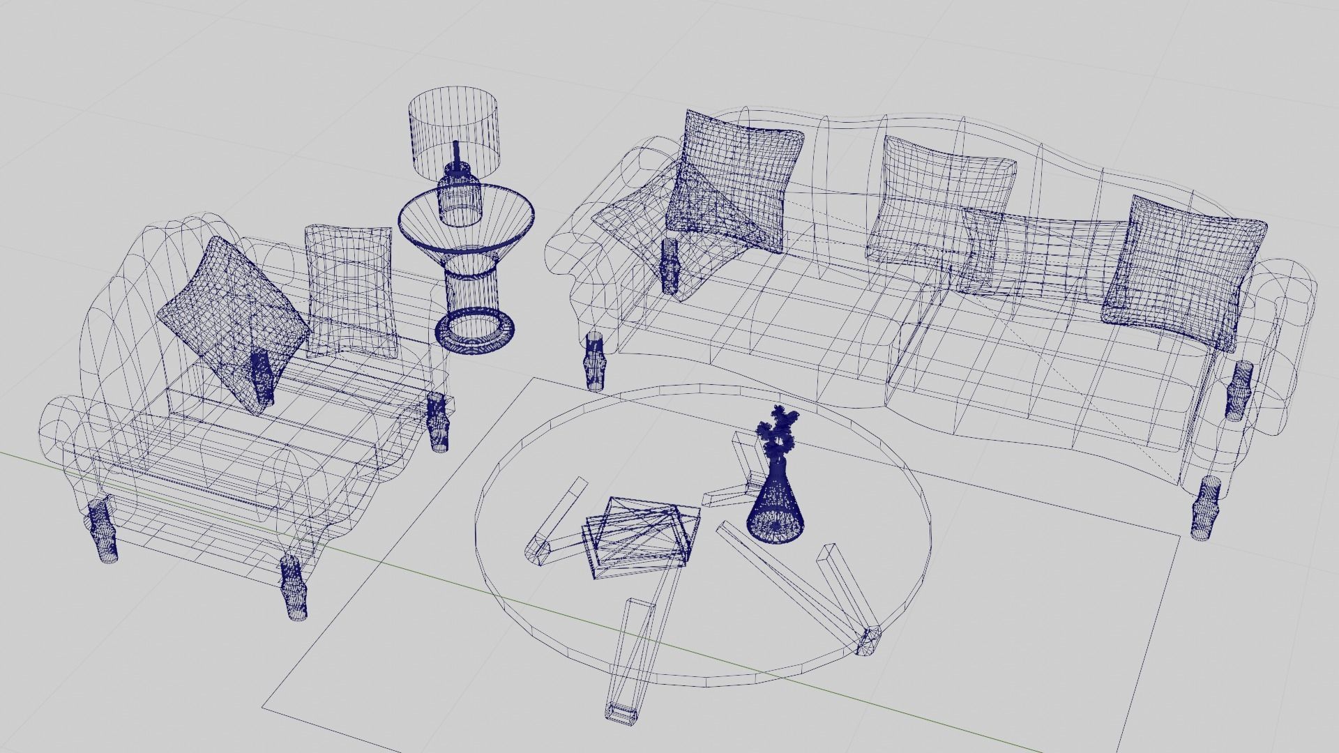 Living Room  Low poly  Sofa  table   carpet   vasa    3d model Low-poly 3D model_4