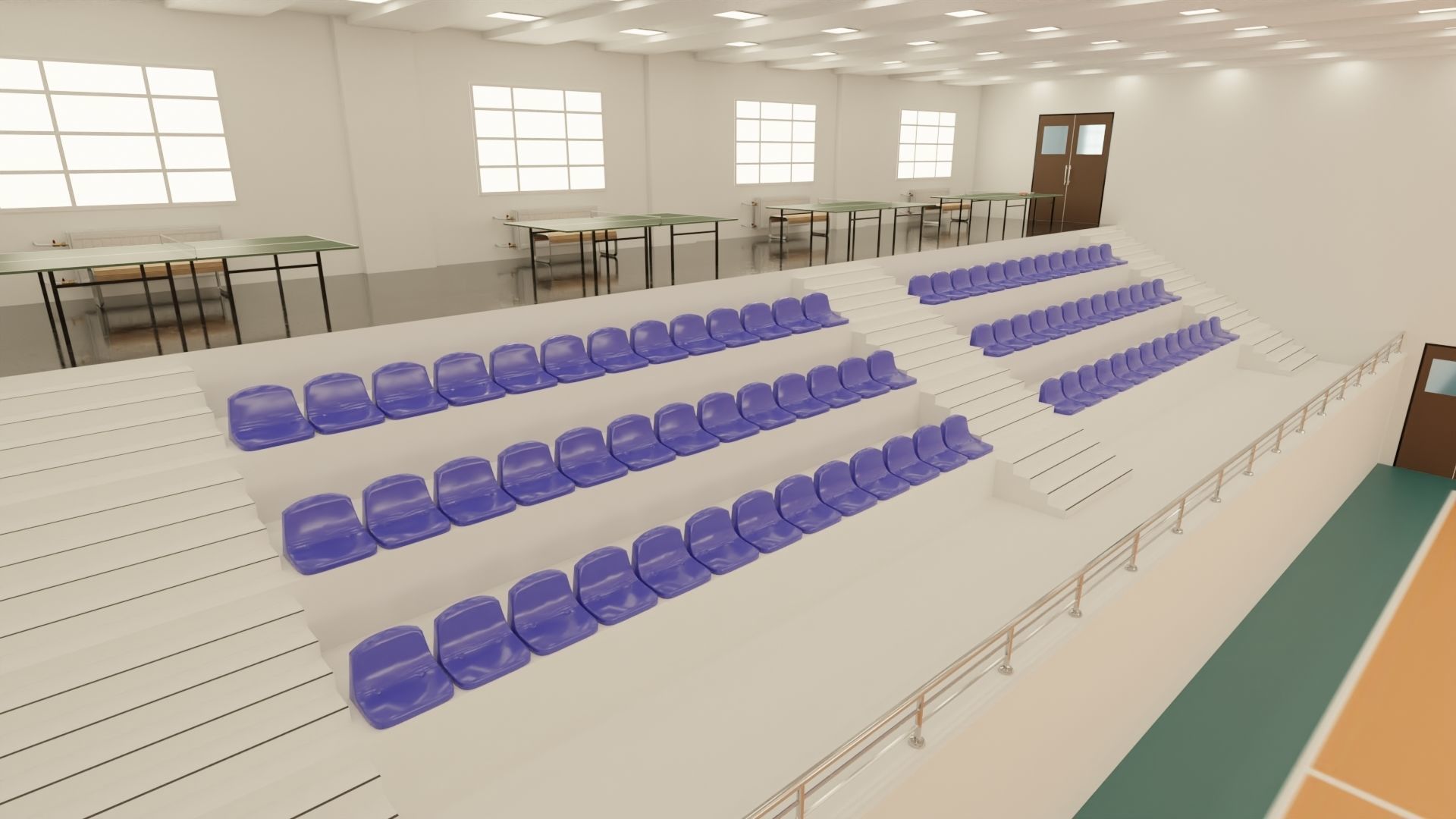Sports Hall Basketball Court Table Tennis Area Interior Low-poly 3D model_2