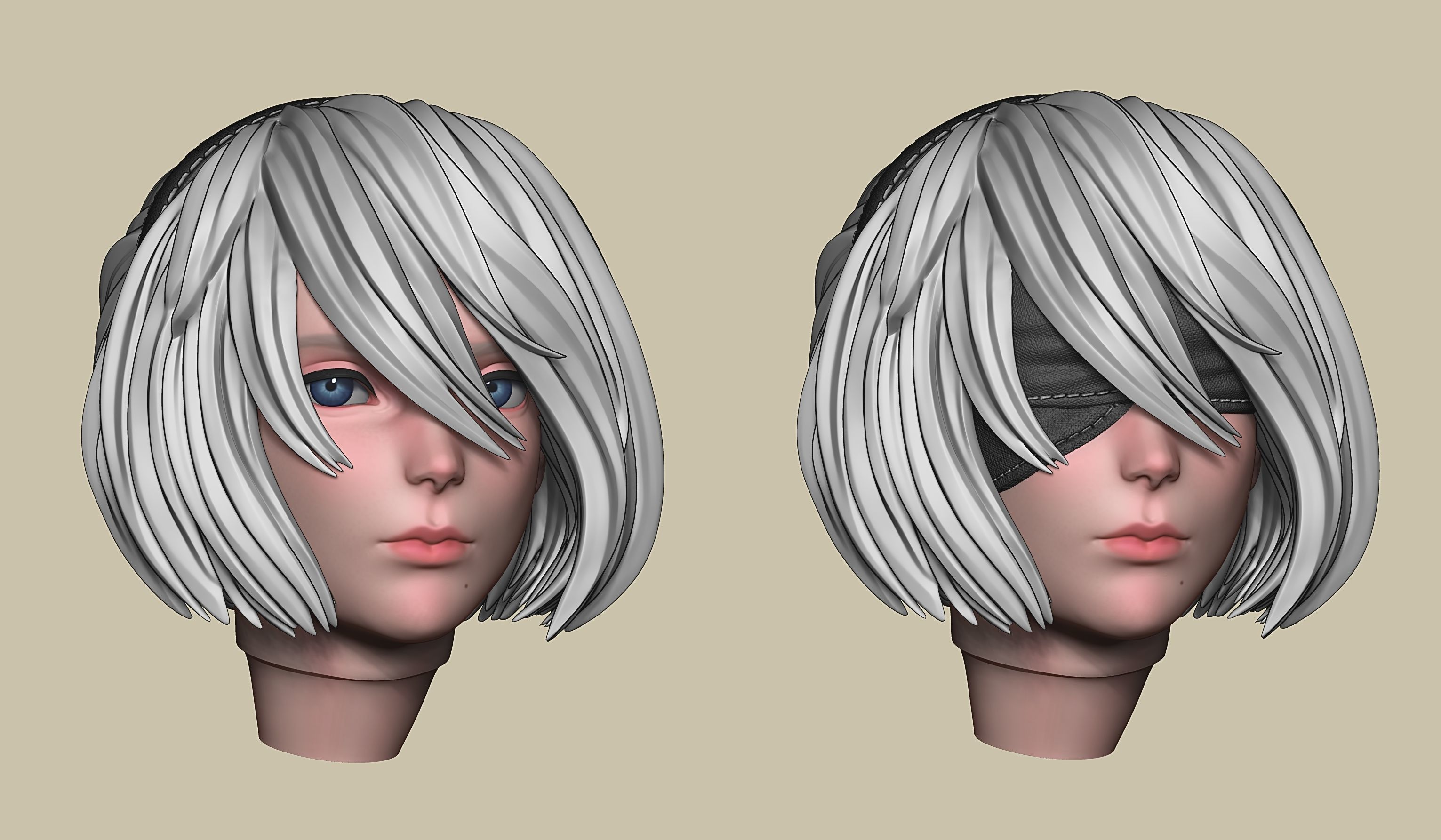 2B-YoRHa No2 Type B-NieR Automata-Garage Kit for 3D Printing 3D print model_25