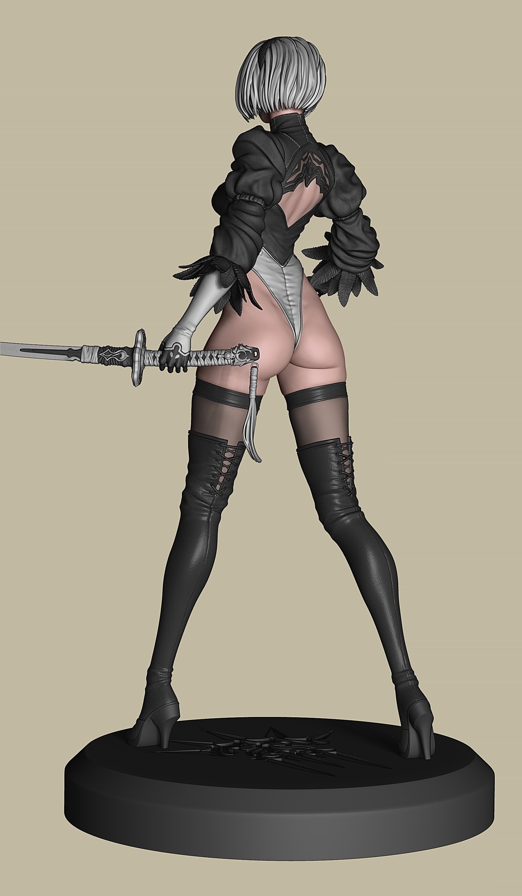 2B-YoRHa No2 Type B-NieR Automata-Garage Kit for 3D Printing 3D print model_22