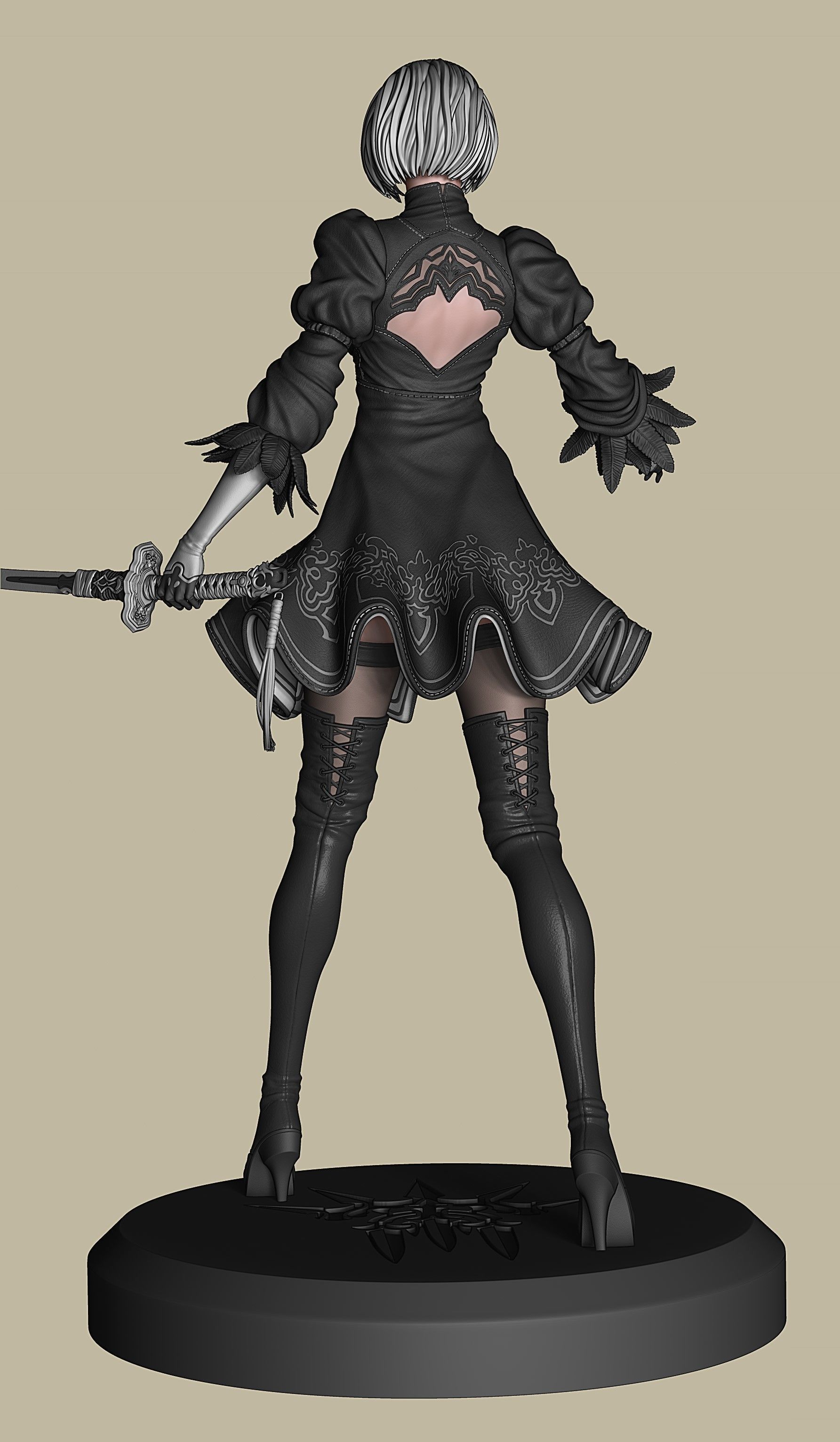 2B-YoRHa No2 Type B-NieR Automata-Garage Kit for 3D Printing 3D print model_19