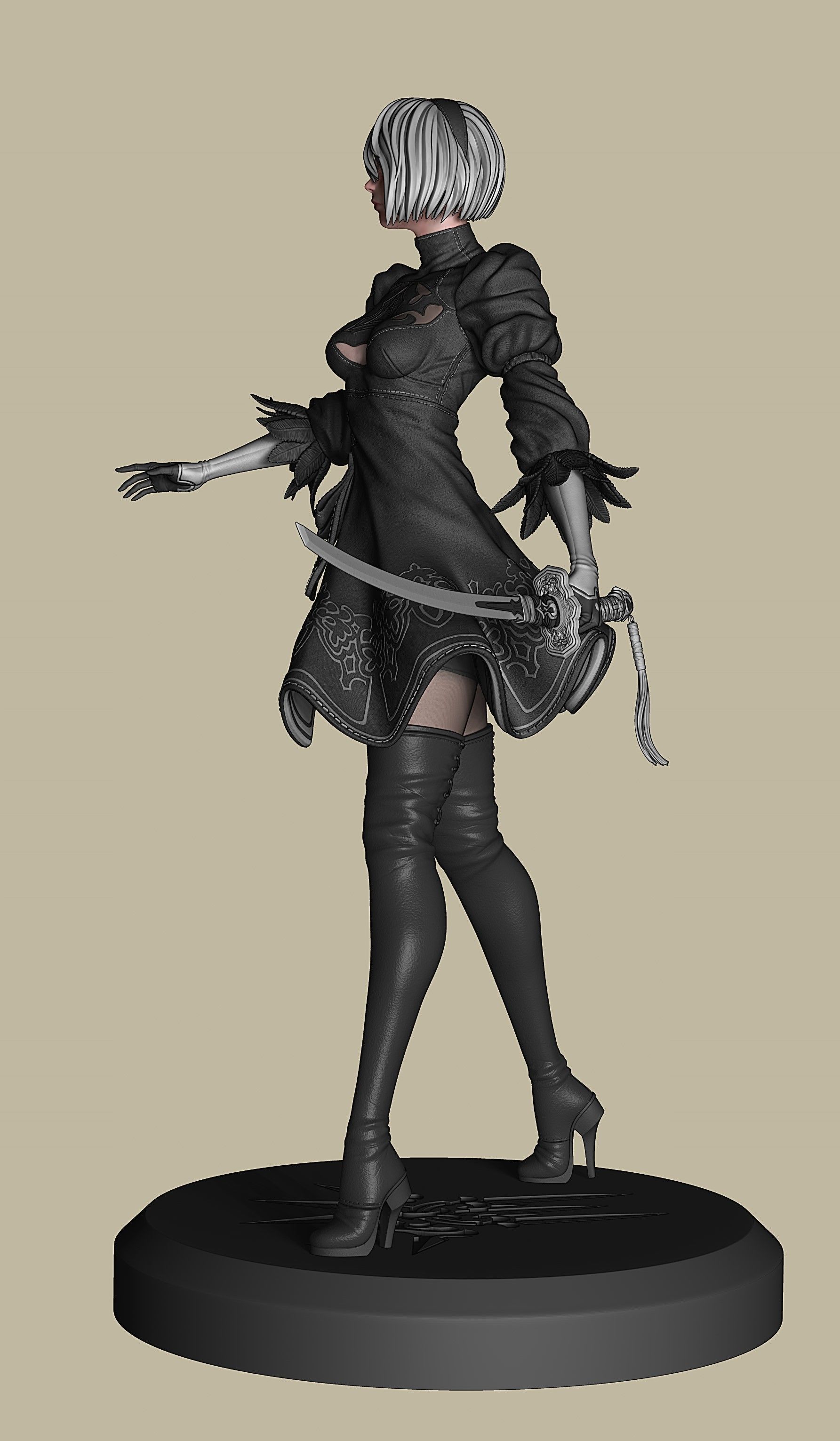 2B-YoRHa No2 Type B-NieR Automata-Garage Kit for 3D Printing 3D print model_17