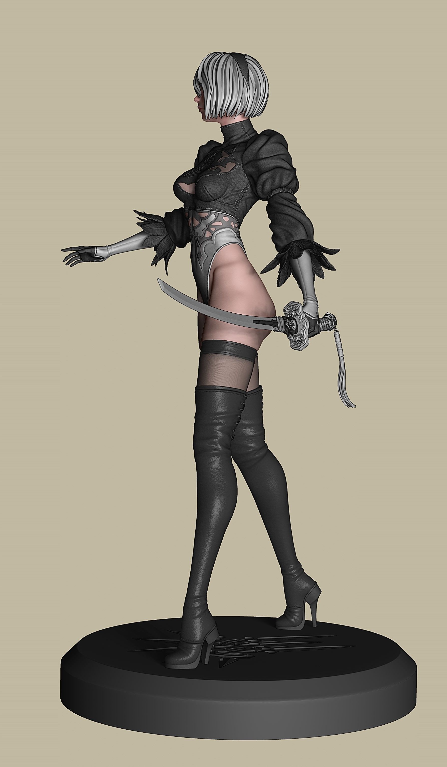 2B-YoRHa No2 Type B-NieR Automata-Garage Kit for 3D Printing 3D print model_21