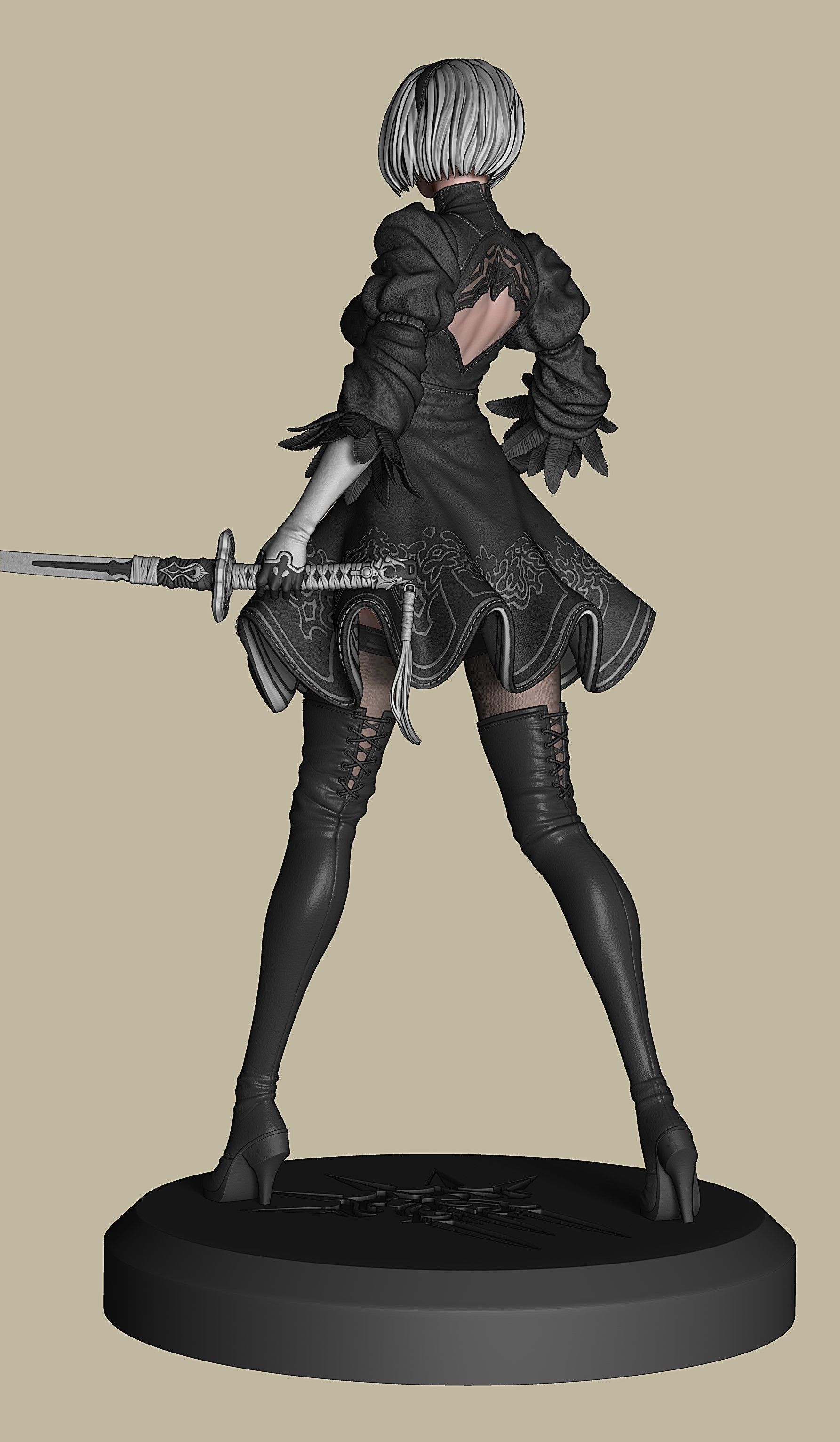 2B-YoRHa No2 Type B-NieR Automata-Garage Kit for 3D Printing 3D print model_18