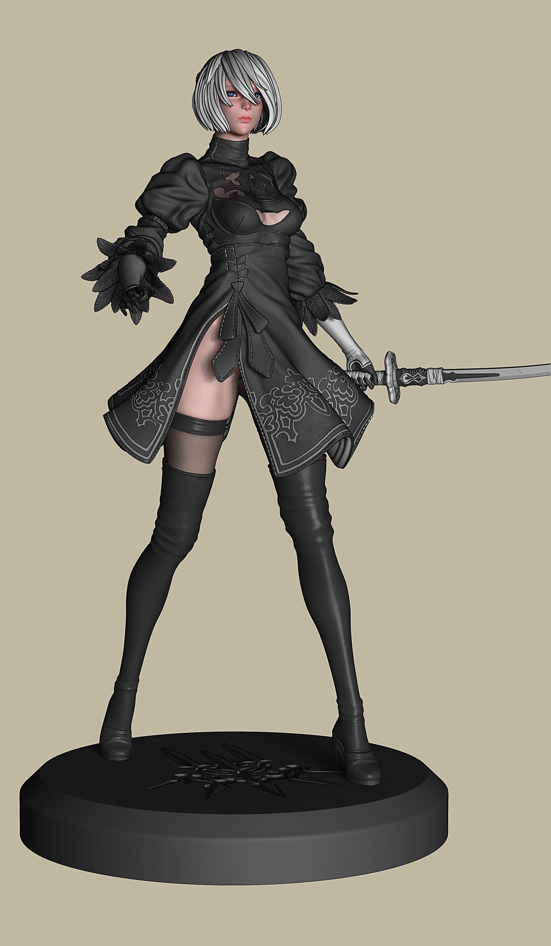 2B-YoRHa No2 Type B-NieR Automata-Garage Kit for 3D Printing 3D print model_12